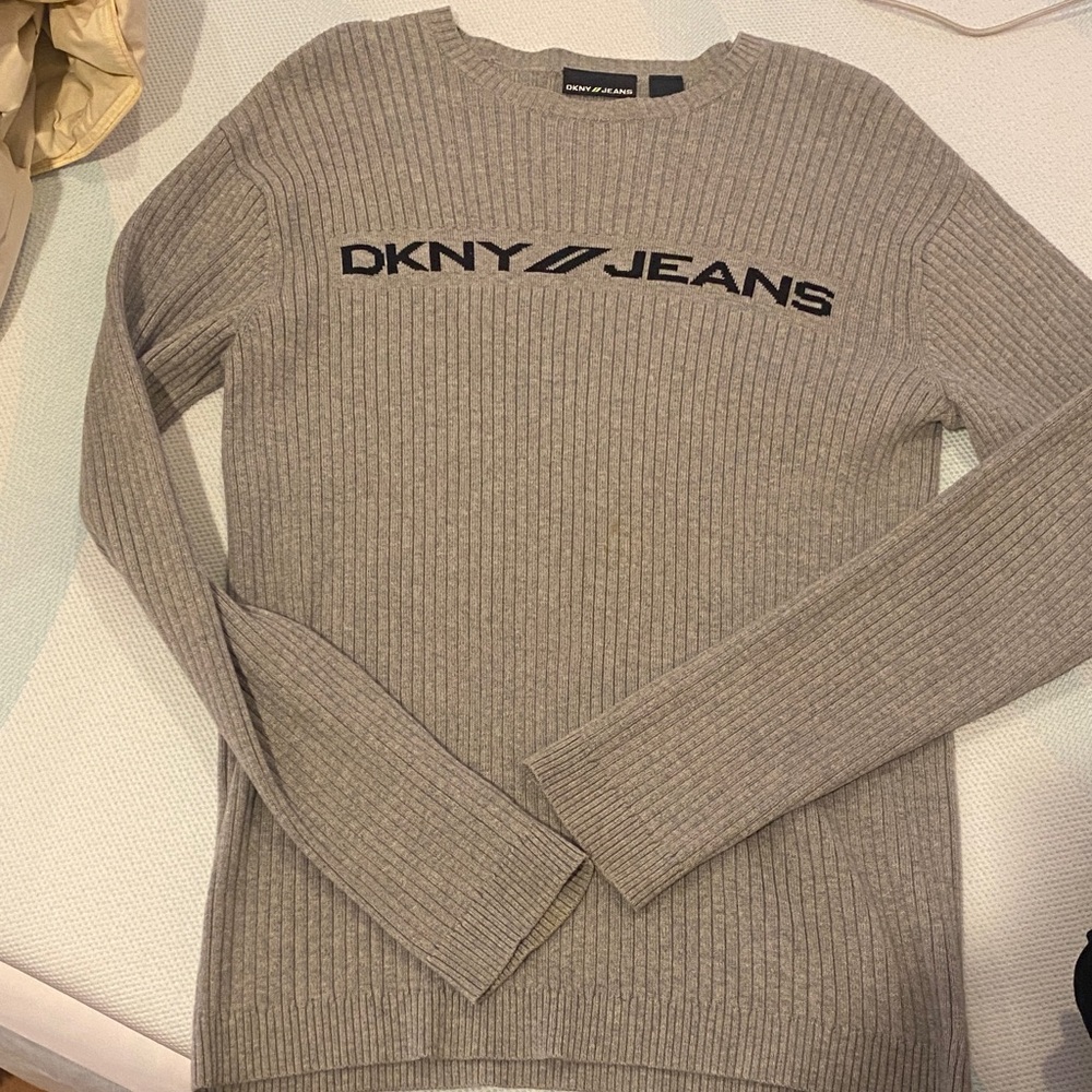 DKNY Ribbed Knit Sweater in Gray